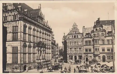 Bremen, Marktplatz mit Schütting und Langenstraße gl1937 F8264