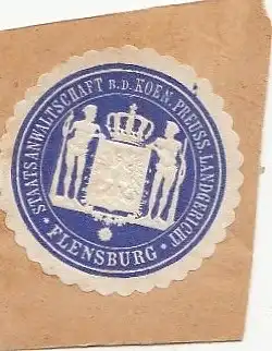 Flensburg, Siegelmarke der Staatsanwaltschaft Kgl.Preuß.Landgericht ngl F7746