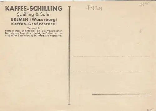 Bremen, Weserburg mit Schillind-Häusern, Werbekarte Kaffee-Großrösterei ngl F8311