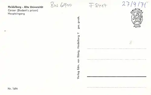 Heidelberg, Carcer, Haupteingang ngl F8417