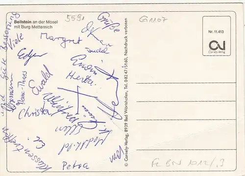 Beilstein a.d.Mosel mit Burg Metternich ngl G1107