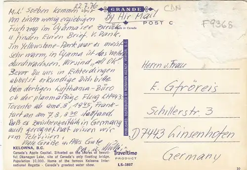 Kelowna, B.C., Aerial view gl1976 F9368