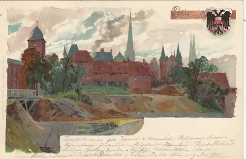 Lübeck, Steindruck-Ansicht ngl F7932