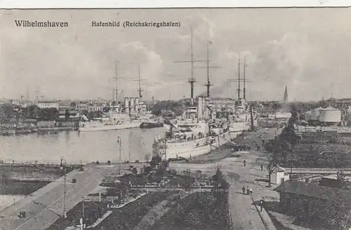 Wilhelmshaven, Hafenbild (Reichskriegshafen feldpglum 1915? F8664