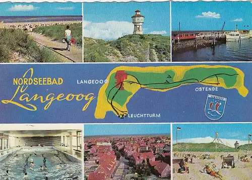 Nordseebad Insel Langeoog, Mehrbildkarte gl1972 F8690