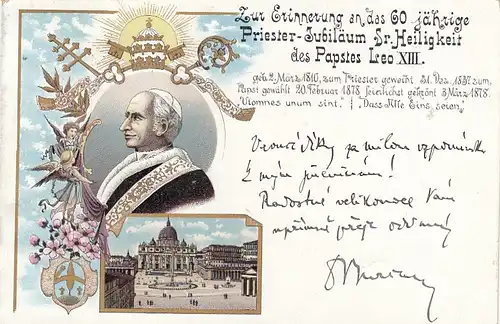 Papst Leo XIII., 60 Jahre Priester-Jubiläum gl1897 F9366