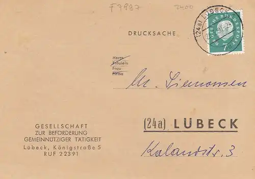 Lübeck, Beitragsrechnung der Ges.z.Beförd.gemeinnütziger Tätigkeit gl1960 F7937