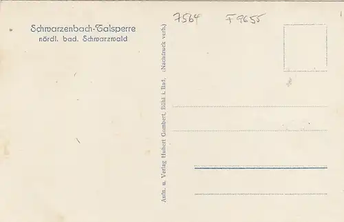 Schwarzenbach-Talsperre bei Forbach, bad. Schwarzwald ngl F9655