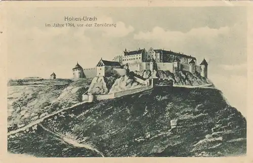 Burgruine Hohenurach, 1764.vor der Zerstörung ngl F9660