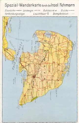 Insel Fehmarn, Wanderkarte gl1929 F8155