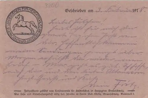 Braunschweig, Landesverein für Heimatschutz feldpgl1918 G1931