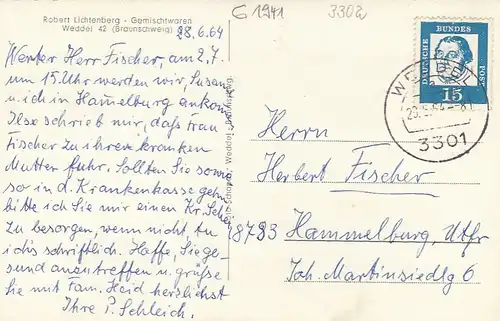 Weddel bei Braunschweig, Mehrbildkarte gl1964 G1941