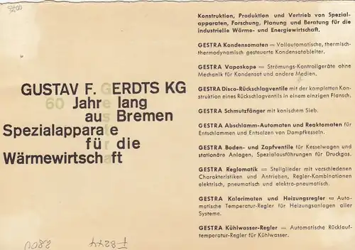 Bremen, 60 Jahre Gustav F. Gerds, Werbekarte mit Sonderstempel gl1962 F8244