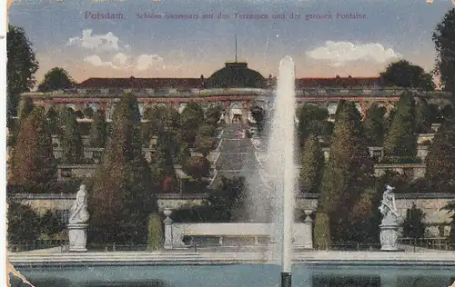Potsdam. Schloss Sanssouci, Terrassen u. grosse Fontaine ngl F9894
