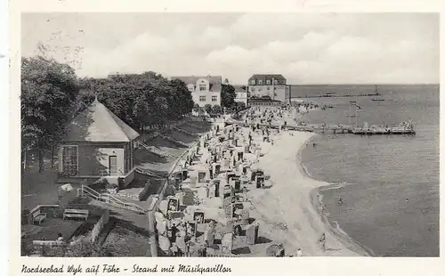 Nordseebad Wyk auf Föhr, Strand mit Musikpavillon gl1957 F6287