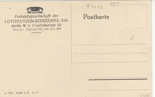 Berlin, Werbekarte der Verkausfgesellsch. d. Lothringer-Konzerns, A.G. ngl F7182