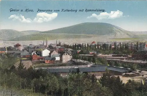 Goslar, Harz, Panorama vom Kattenberg mit Rammelsberg gl1928 G2188