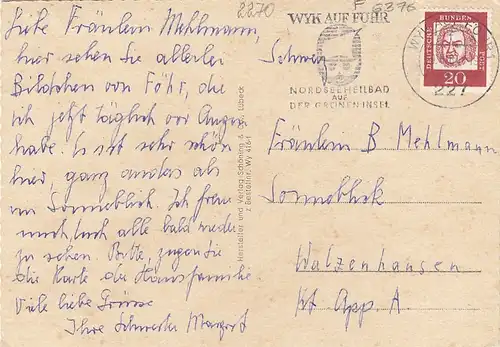 Nordsee-Insel Föhr, Mehrbildkarte gl1964 F6376