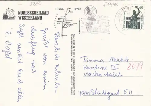 Nordseebad Westerland auf Sylt, Mehrbildkarte glum 1980? F6498