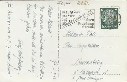 Nordseebad Westerland auf Sylt, Strandleben gl1937 F6444