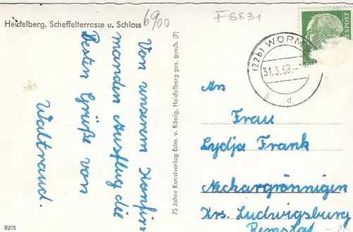 Heidelberg, Scheffelterrasse und Schloß gl1958 F8831