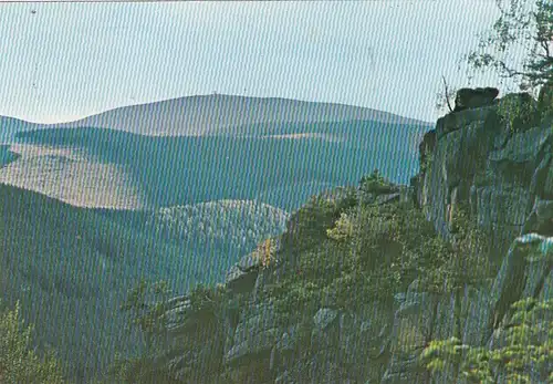 Bad Harzburg, Rabenklippe mit Brocken gl1965 G2326