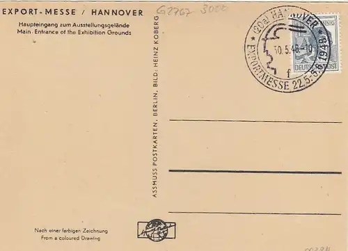 Hannover, Export-Messe 1948, Haupteingang, Sonderstempel-Café ngl G2767