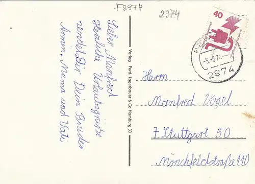 Zwischen Weser, Ems und Nordsee, Landkarte gl1974 F8974