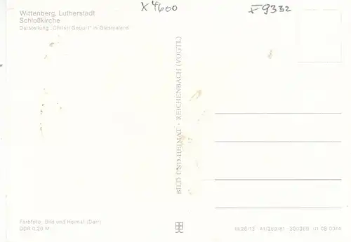 Wittenberg, Schlosskirche, Glasmalerei "Christi Geburt" ngl F9332