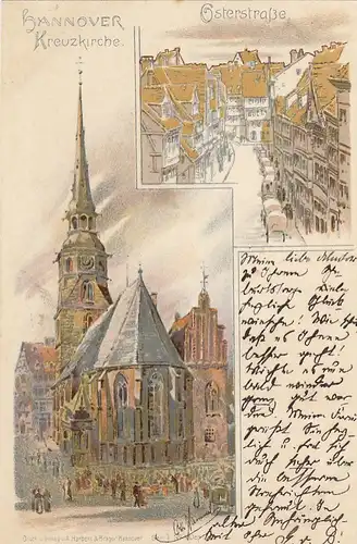 Hannover, Kreuzkirche, Osterstraße, Litho gl1899 G2824