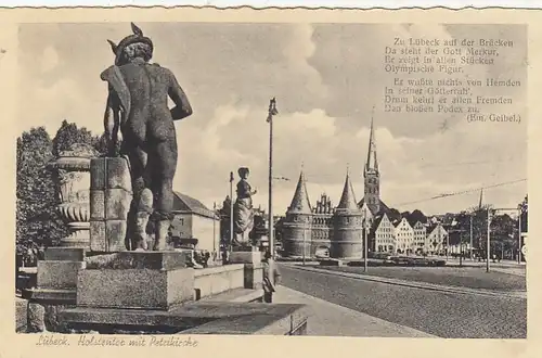 Lübeck, Holstentor mit Petrikirche ngl F7862