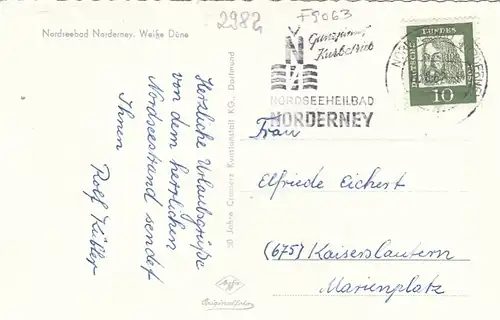 Nordseebad Norderney, Weiße Düne gl1962 F9063