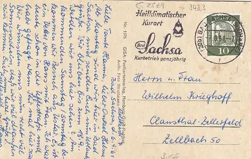 Bad Sachsa, Südharz, Blick auf das Kurhaus gl1961 G2569