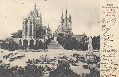 Erfurt, Dom mit Markt auf dem Friedrich Wilhelmsplatz gl1904 F9512