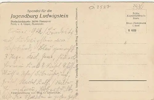 Prof. O.UBBELOHDE, Jugendburg Ludwigstein im Werra-Tal ngl G2587