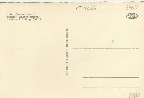 Neuhaus, Solling, Hotel Brauner Hirsch ngl G2633