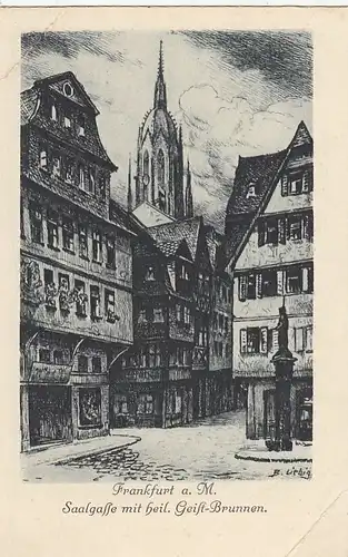 Frankfurt a.M., Saalgasse mit heil.Geist-Brunnen ngl F9615