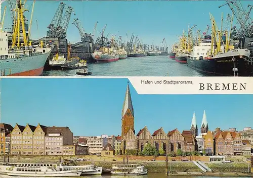Bremen, Hafen und Stadt-Panorama gl1972? F8382