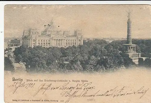 Berlin, Reichstag-Gebäude mit Siegessäule gl1900 F9413