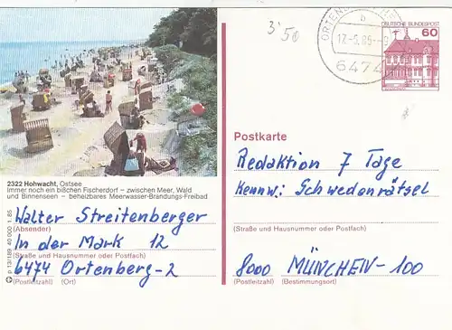 Hohwacht, Ostsee, Werbekarte gl1985 F7604