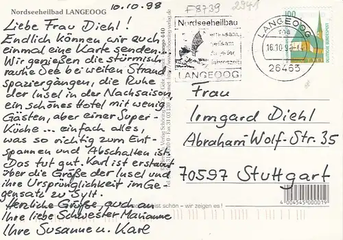 Nordseebad Insel Langeoog, Mehrbildkarte gl1998 F8739