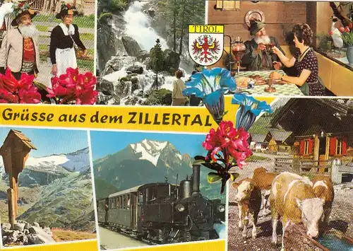 Grüsse aus dem Zillertal, Tirol, Mehrbildkarte glum 1950? G1525