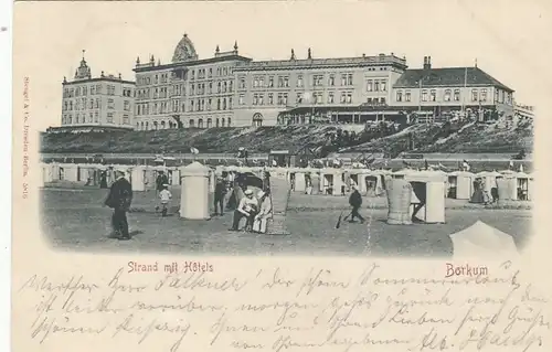 Nordseebad Borkum, Strand mit Hôtels gl1901 F8840