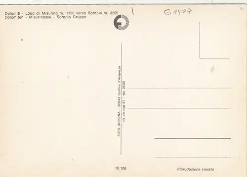 Dolomiti, Lago di Misurino verso Sorapis ngl G1427