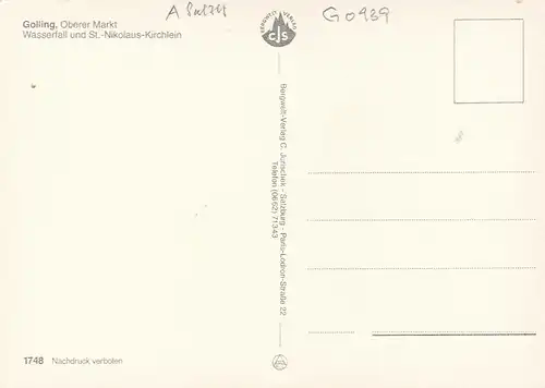 Golling, Oberer Markt, Wasserfall ung St.Nikolaus-Kirchlein ngl G0939