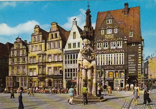 Bremen, Marktplatz mit Roland anl. DHV-Verbandstag 1975 ngl F8314