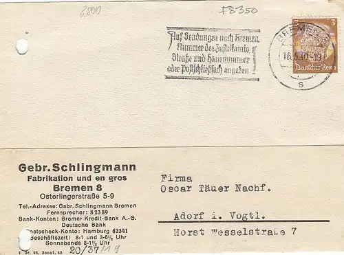 Bremen, Gebr. Schlingmann, Zeitgeschichte gl1940 F8350