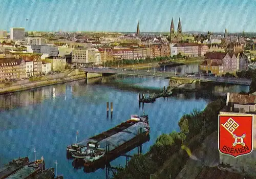 Bremen, Weser, Bürgermeister-Schmidt-Brücke, Panorama ngl F8369