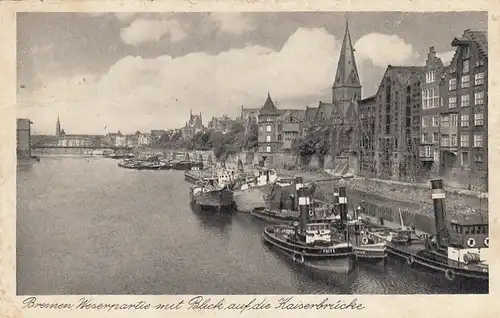 Bremen, Weserpartie mit Blick auf die Kaiserbrücke gl1941 F8288