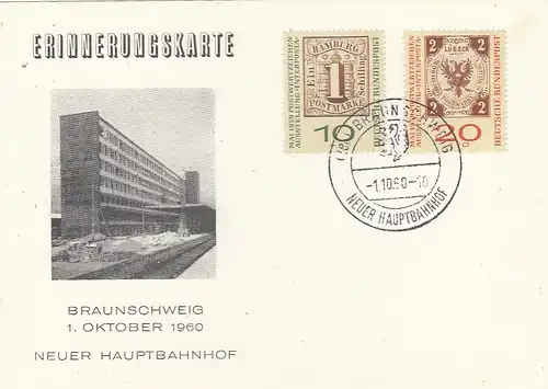 Braunschweig, Erinnerungskarte "Neuer Hauptbahnhof" 1950 ngl G1925